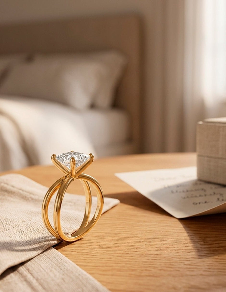 Anillo de Compromiso - solitario - AMORE75-PR-CZ