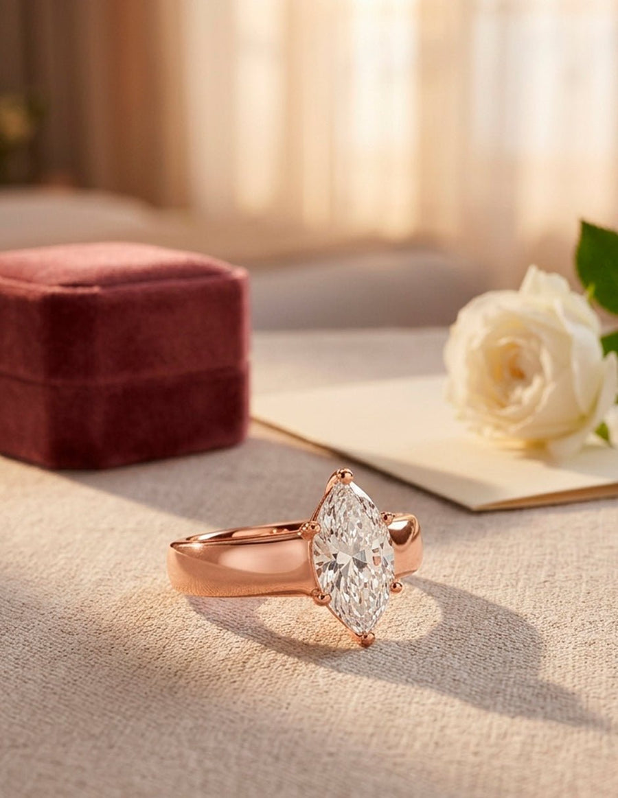 Anillo de Compromiso - solitario - AMORE78-MQ-CZ