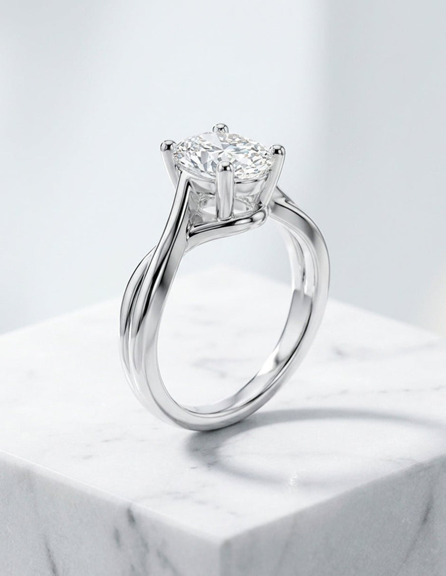Anillo de compromiso - solitario - AMORE81-OV-LG