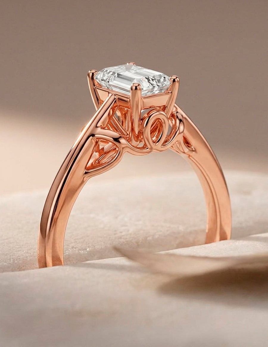 Anillo de compromiso - solitario - AMORE85-EM-LG