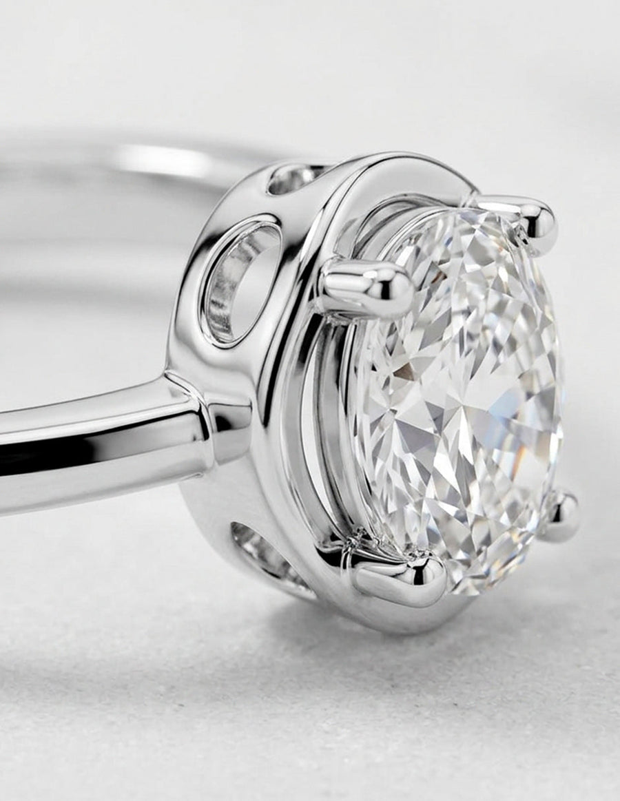 Anillo de compromiso - solitario - AMORE90-OV-LG