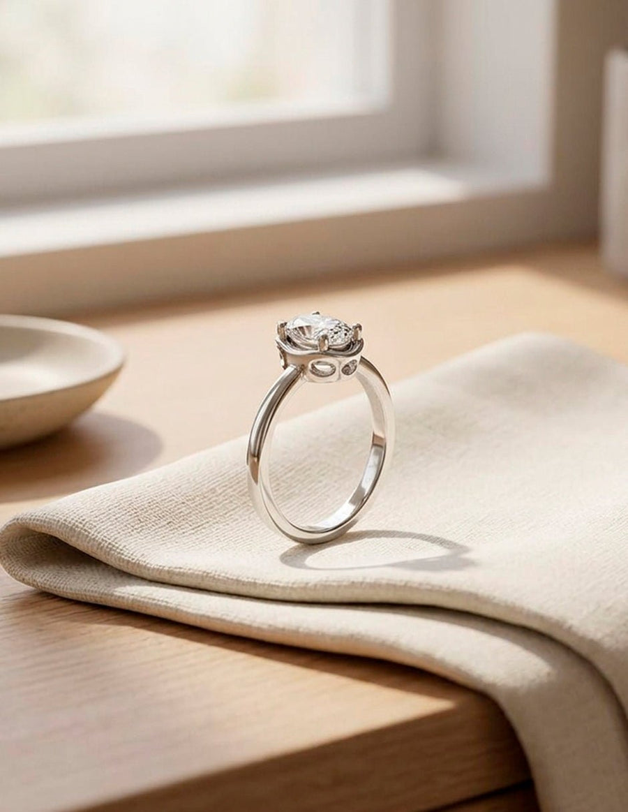 Anillo de Compromiso - solitario - AMORE90-OV-CZ