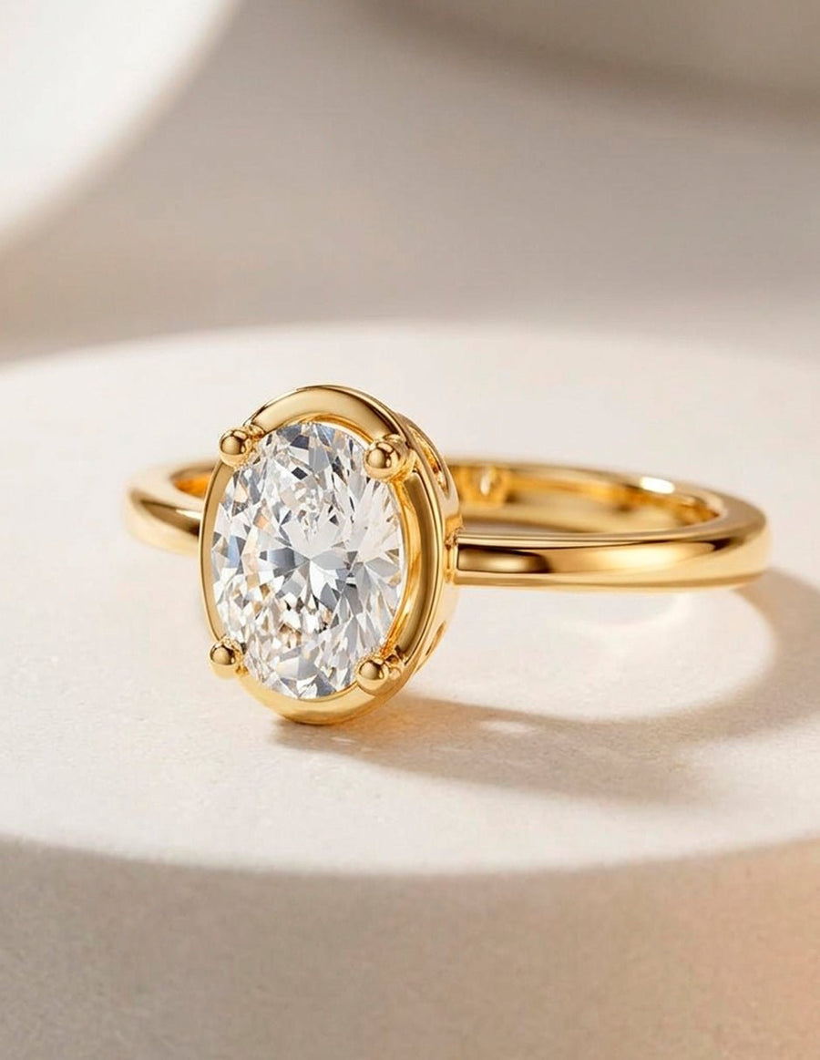 Anillo de Compromiso - solitario - AMORE90-OV-CZ