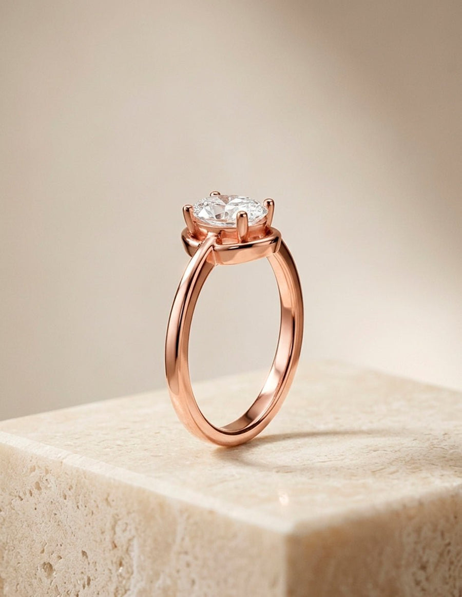 Anillo de Compromiso - solitario - AMORE91-OV-CZ