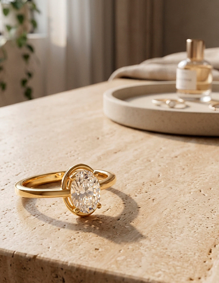 Anillo de compromiso - solitario - AMORE91-OV-LG