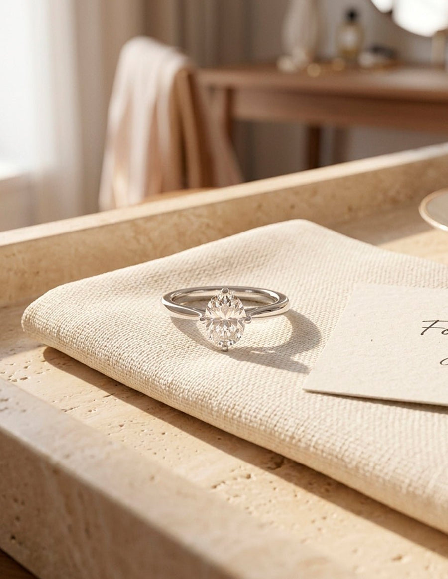 Anillo de Compromiso - solitario - AMORE99-OV-CZ