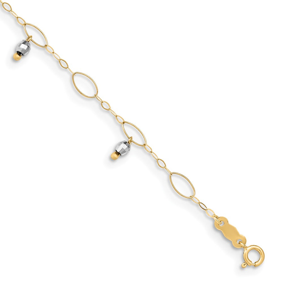 Tobillera de Esferas Espejadas de Dos Tonos en 14K con Extensor de 1 Pulgada