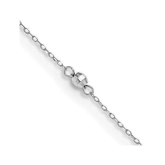 Tobillera de Oro Blanco de 14K con Esferas Espejadas de 9 Pulgadas + Extensión de 1 Pulgada