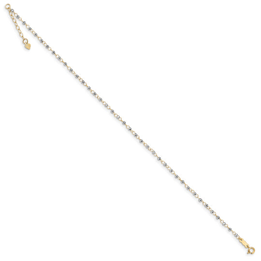 Tobillera de Cadena con Círculos en Dos Tonos y Perlas Espejo de 14K de 9 Pulgadas