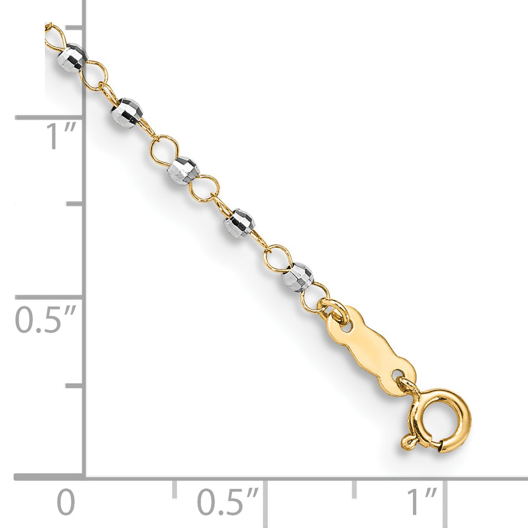 Tobillera de Cadena con Círculos en Dos Tonos y Perlas Espejo de 14K de 9 Pulgadas