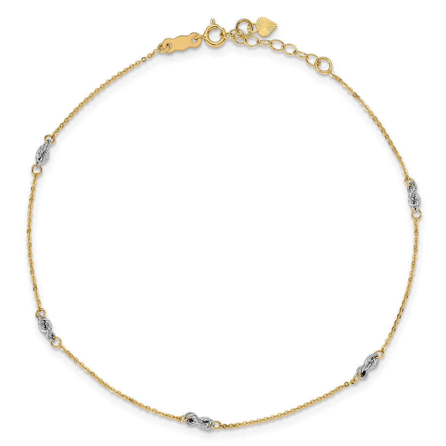 Tobillera Elegante Bicolor de 14K de 9 Pulgadas + Extensión de 1 Pulgada