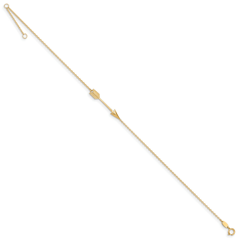 Anklet 14K Pulido con Flecha de 9 Pulgadas más 1 Pulgada de Extensión