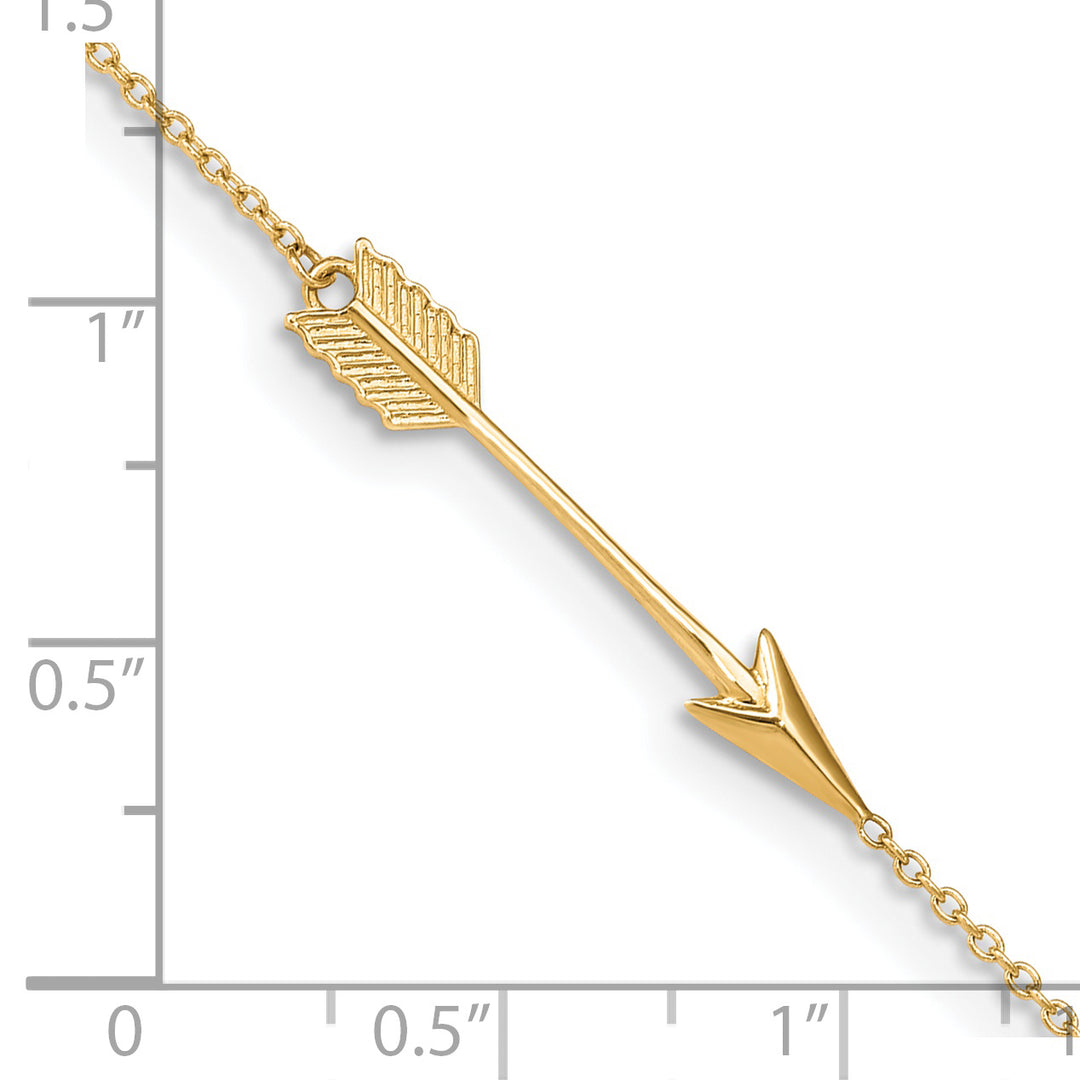 Anklet 14K Pulido con Flecha de 9 Pulgadas más 1 Pulgada de Extensión