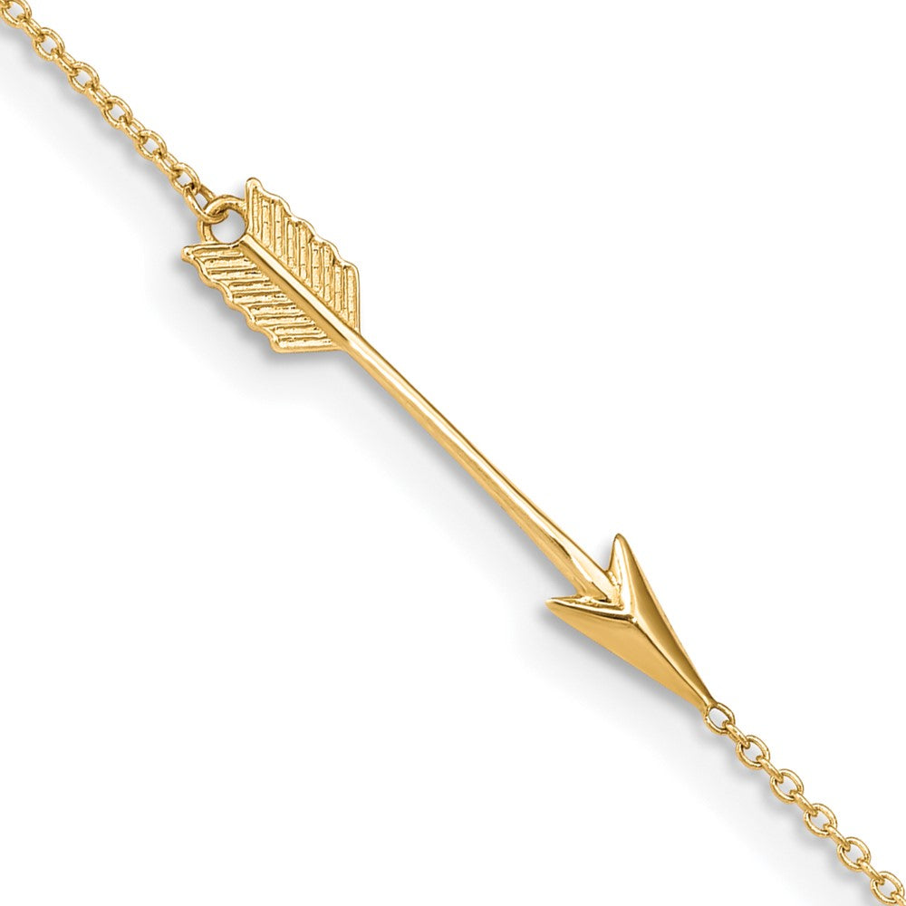 Anklet 14K Pulido con Flecha de 9 Pulgadas más 1 Pulgada de Extensión