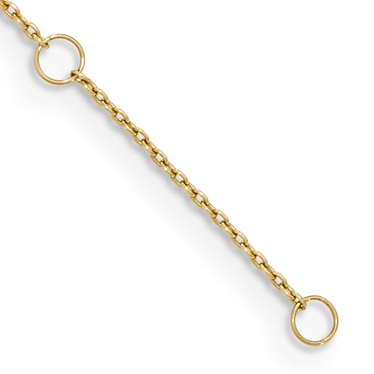 Tobillera de Corazón Texturizado y Pulido 14K de 9 Pulgada con Extensión de 1 Pulgada