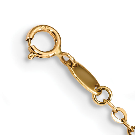 Tobillera de Oro Amarillo de 14K con Estrella Texturizada y Pulida de 9 Pulgadas Más Extensión de 1 Pulgada