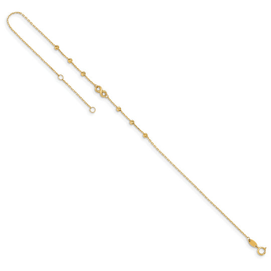 Tobillera de Símbolo de Infinito de 14K de 10 Pulgadas + Extensión de 1 Pulgada