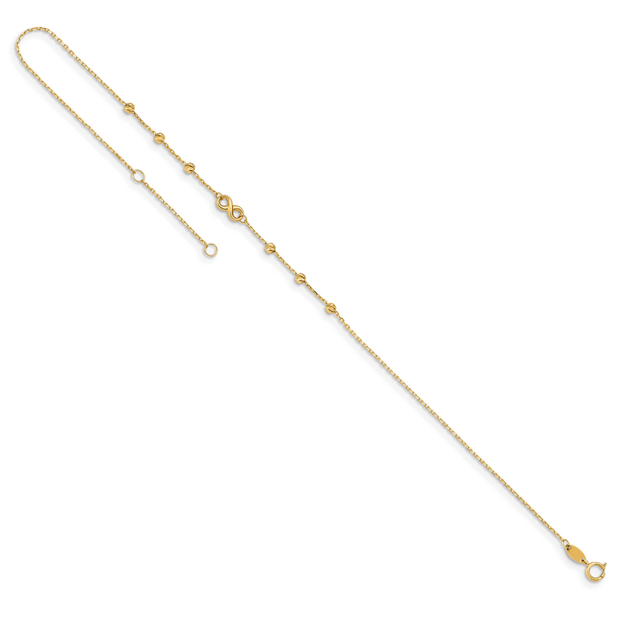 Tobillera de Símbolo de Infinito de 14K de 10 Pulgadas + Extensión de 1 Pulgada