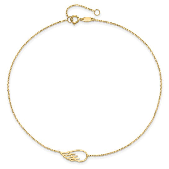 Tobillera de Ala de 14K de 10 Pulgadas + Extensión de 1 Pulgada