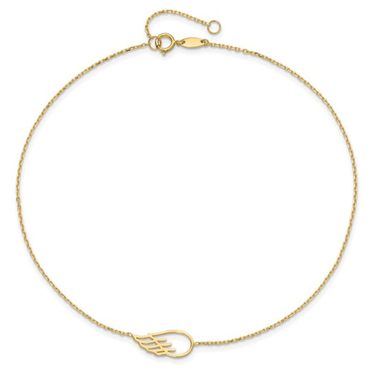 Tobillera de Ala de 14K de 10 Pulgadas + Extensión de 1 Pulgada