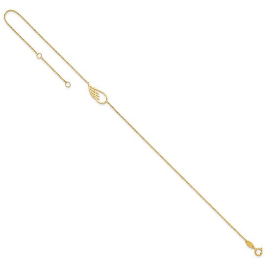Tobillera de Ala de 14K de 10 Pulgadas + Extensión de 1 Pulgada