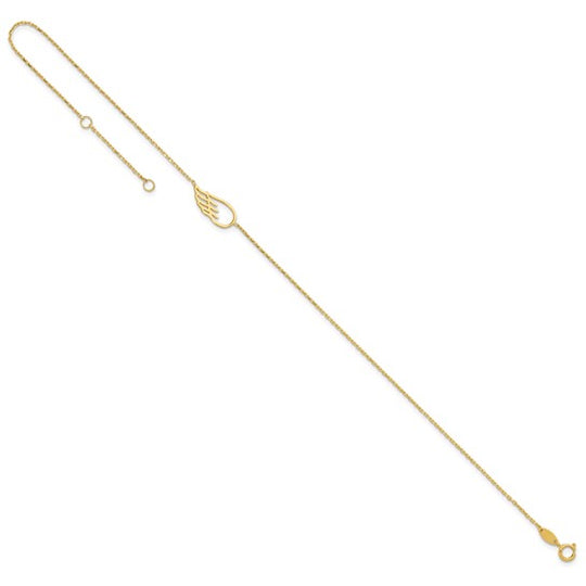 Tobillera de Ala de 14K de 10 Pulgadas + Extensión de 1 Pulgada