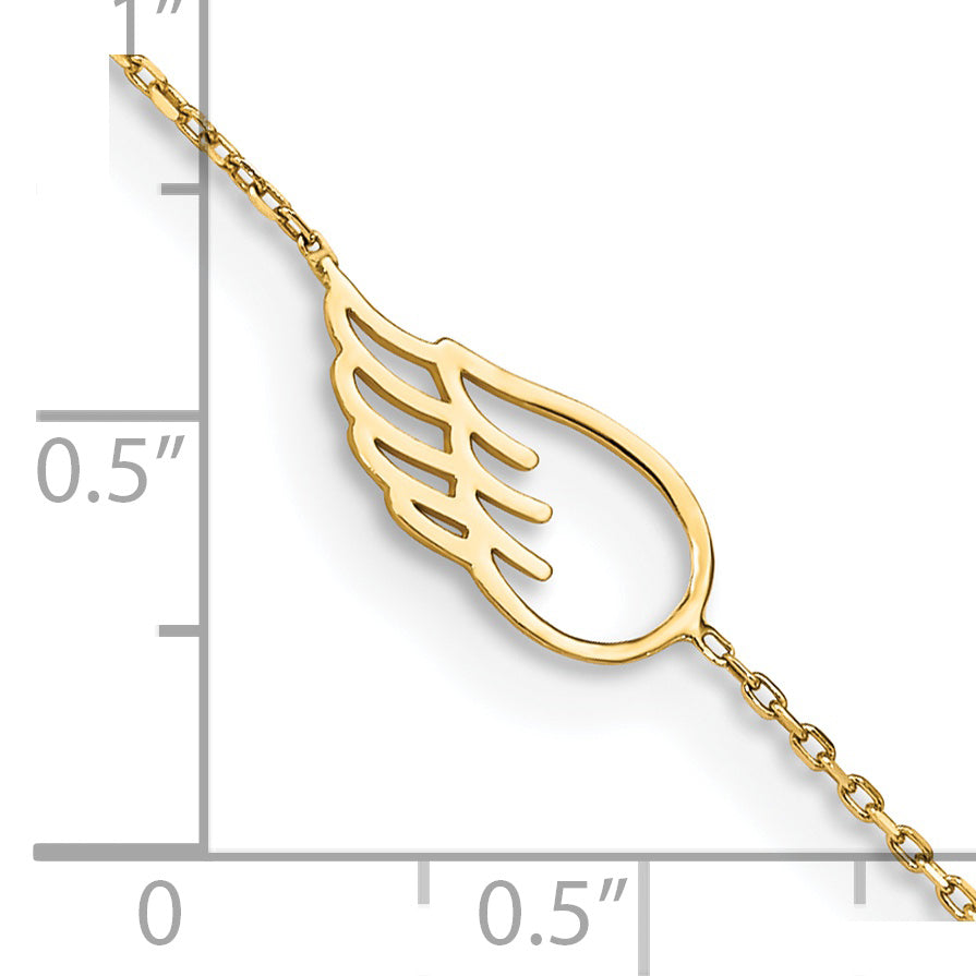 Tobillera de Ala de 14K de 10 Pulgadas + Extensión de 1 Pulgada