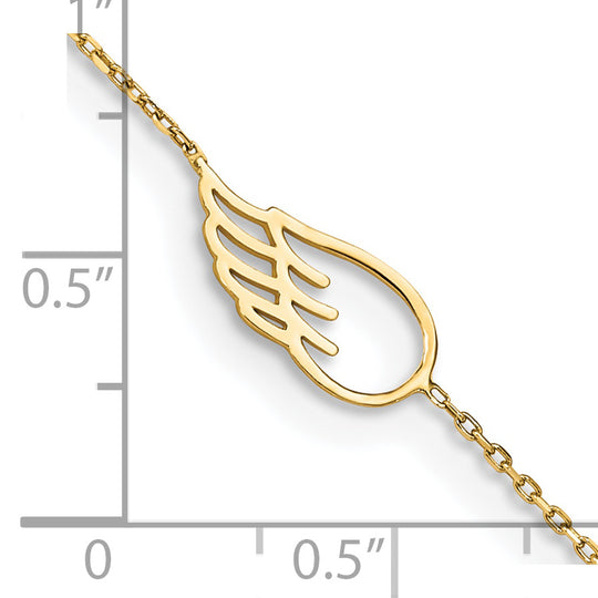 Tobillera de Ala de 14K de 10 Pulgadas + Extensión de 1 Pulgada