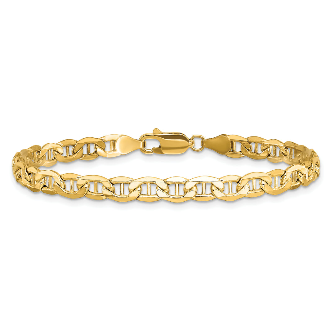14k Yellow Gold Semi-Solid Anchor Bracelet, 4.75mm with Lobster Clasp