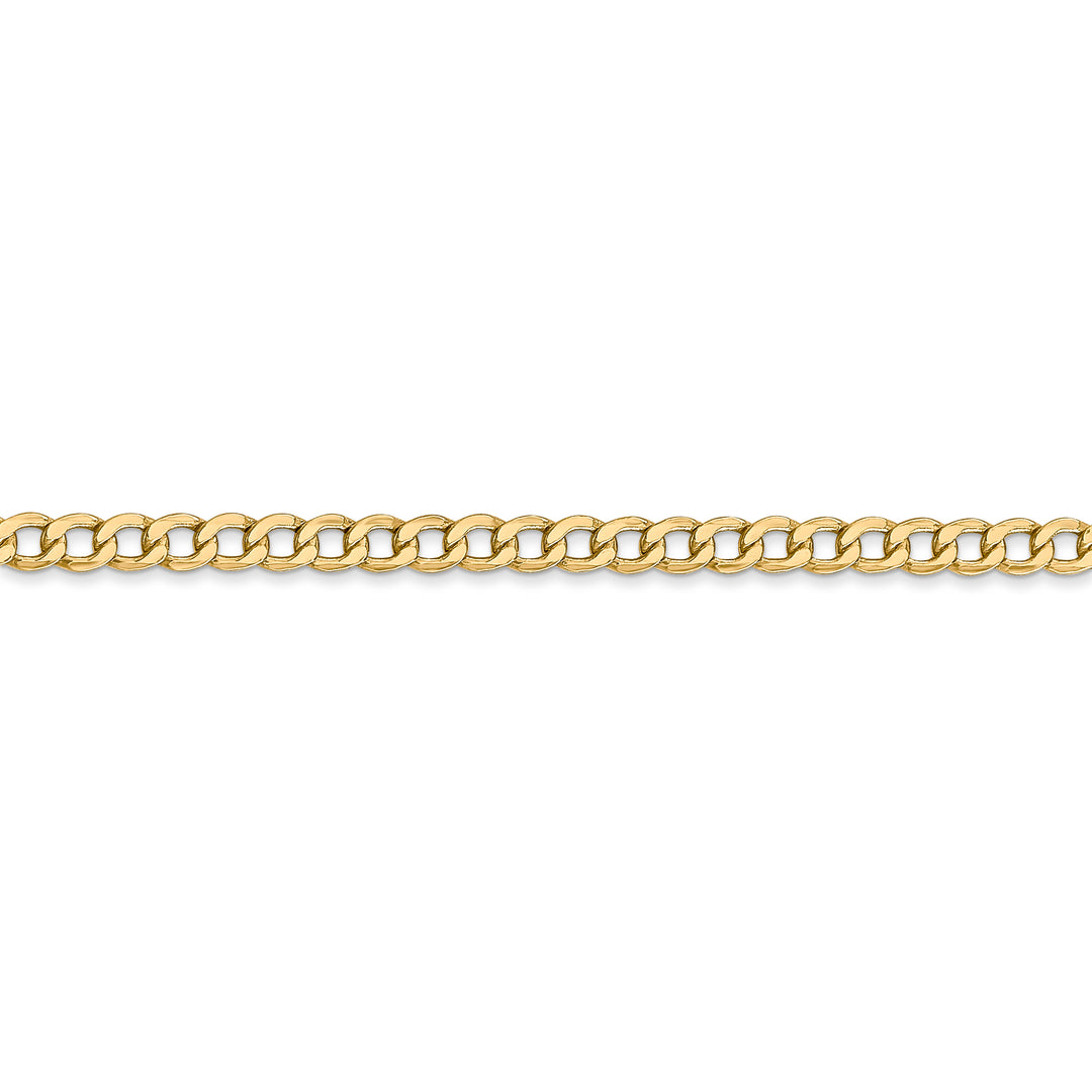 Cadena de 14K, 18 pulgadas, 3.35 mm, estilo Curb Semi-Sólido con Cierre de Langosta