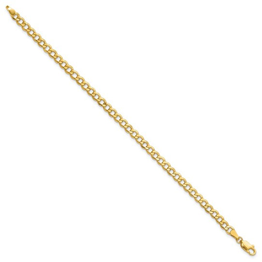 Pulsera de eslabones semisólida de 14k y 4,3 mm