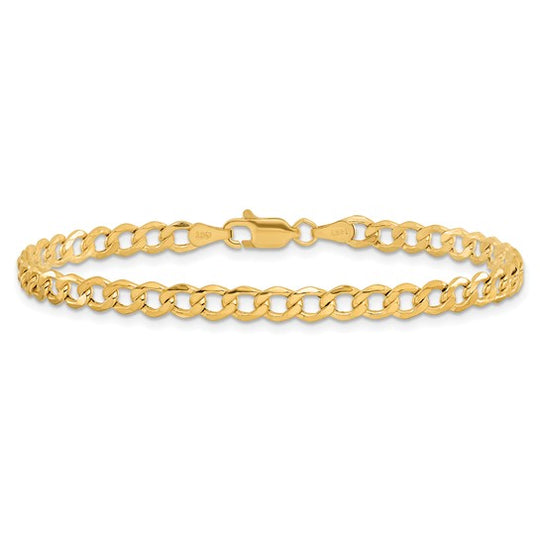Pulsera de eslabones semisólida de 14k y 4,3 mm