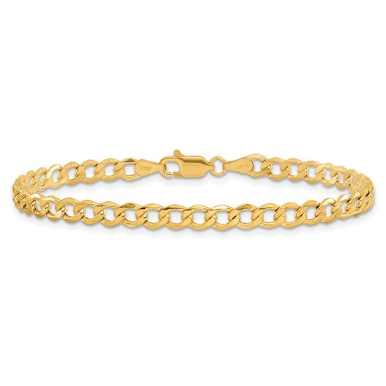Tobillera de 14K de Oro Amarillo de 9 Pulgadas con Cadena Curb Semi-Sólida de 4.3 mm y Cierre de Langosta