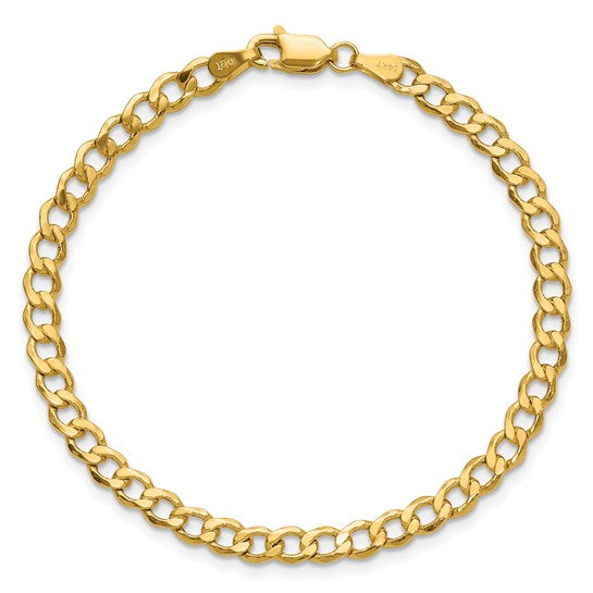 Tobillera de Oro Amarillo 14K Semi-Sólida con Cierre de Lobster de 10 Pulgadas