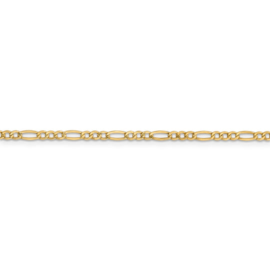 14k 2.5mm Semi-Solid Figaro Chain