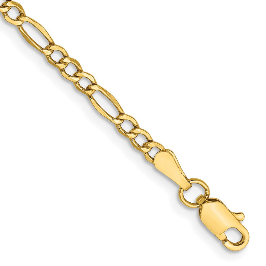 Tobillera de Cadena Figaro 14K 9 Pulgadas 2.5mm con Cierre de Langosta