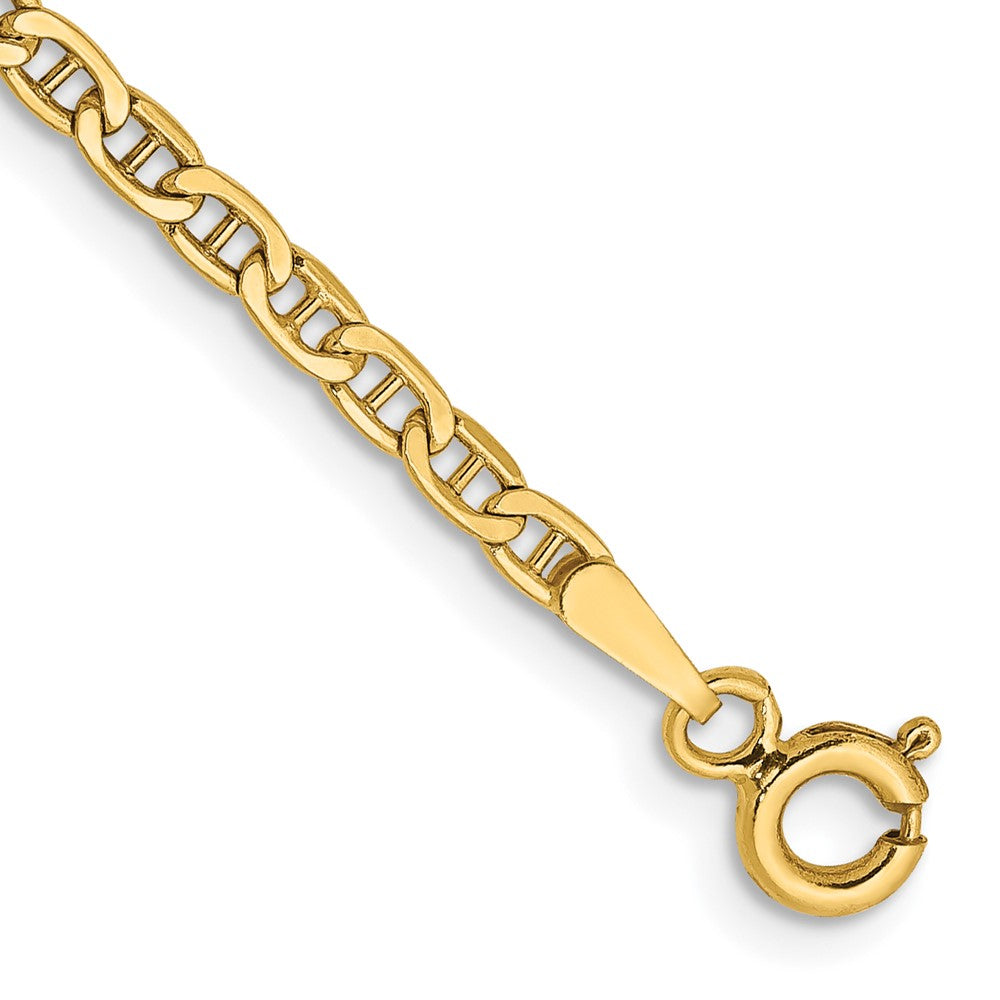 Tobillera de Oro Amarillo de 14K de 9 Pulgadas y 2.4 mm con Cadena de Ancla y Cierre de Anilla de Resorte