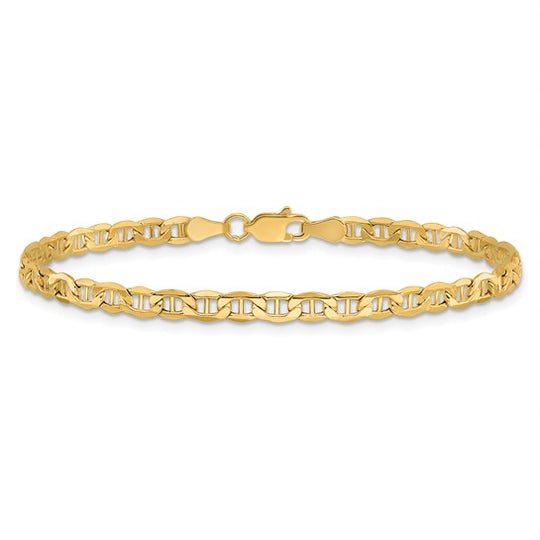 Tobillera 14K 10 pulgadas 3.2mm Semi-Sólida Anchor con Cierre de Langosta