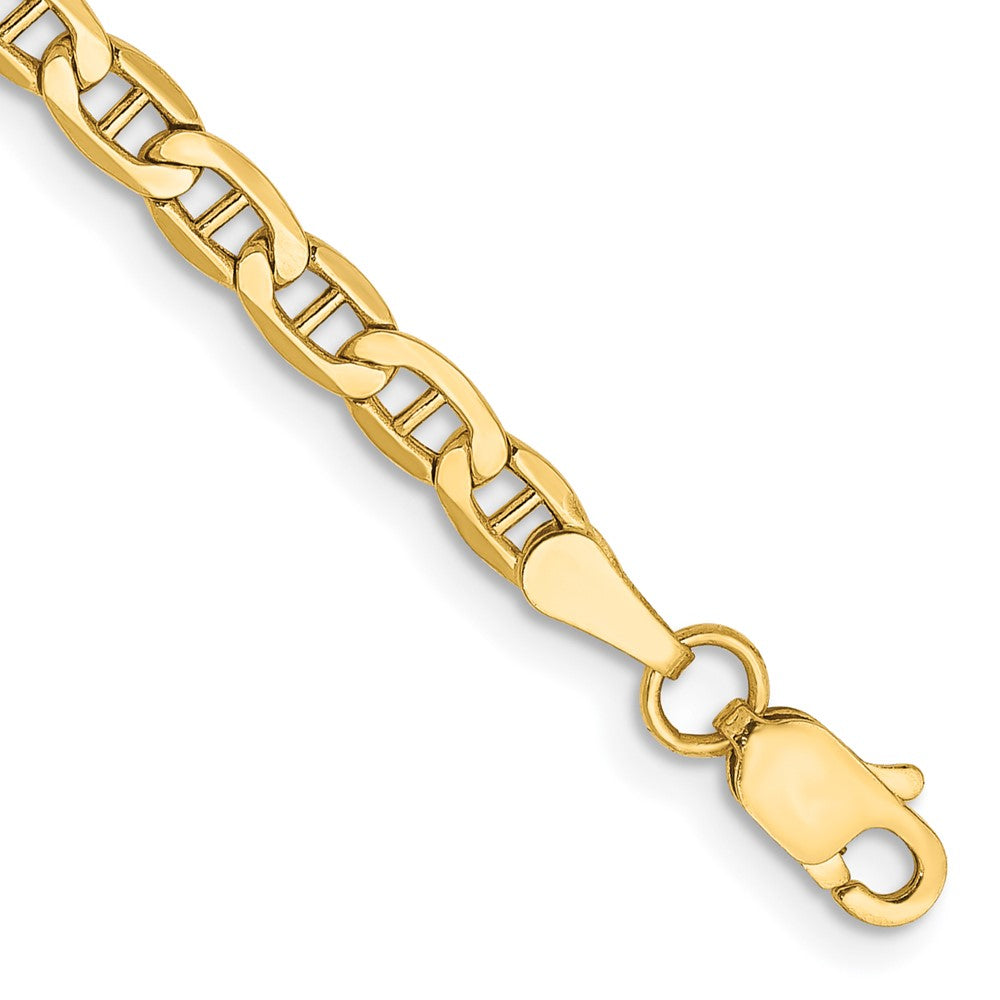 Tobillera de 14K Oro Amarillo de 10 pulgadas con Figaro Plano de 1.25mm y Cierre de Anillo de Resorte