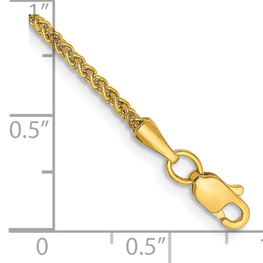 Tobillera de 14K de 9 Pulgadas y 1.55 mm Tipo Spiga Semi-Sólida con Cierre de Langosta