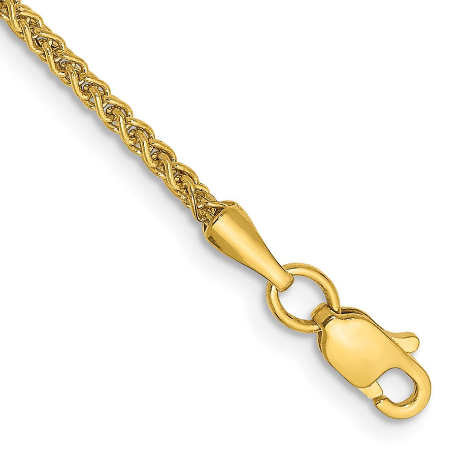 Tobillera 14K de 10 Pulgadas y 1.55 mm Semi-Sólida con Cadena de Trigo y Broche de Langosta