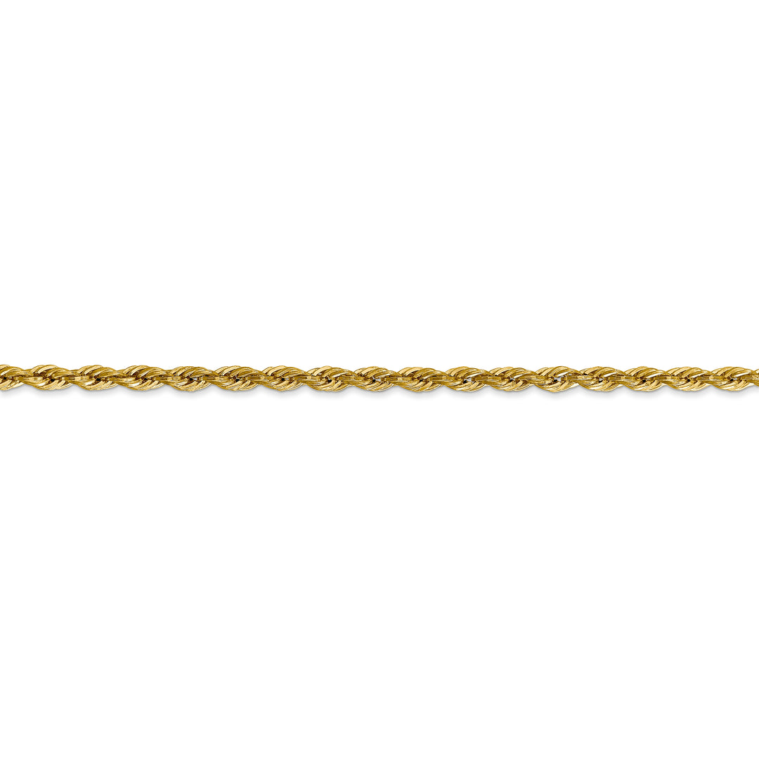  Cadena de Cuerda Semisólida de 3 mm en Oro Amarillo de 14k – 20 Pulgadas con Broche Langosta
