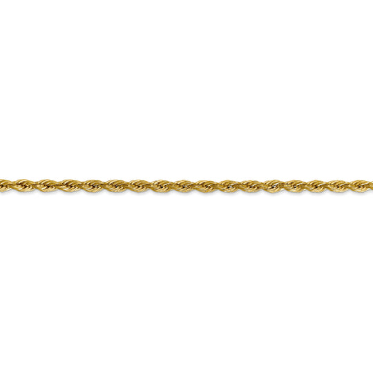  Cadena de Cuerda Semisólida de 3 mm en Oro Amarillo de 14k – 20 Pulgadas con Broche Langosta