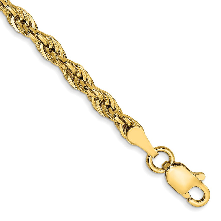 Cadena de Cuerda Semisólida de 14K, 8 Pulgadas, 3 mm, con Cierre de Langosta