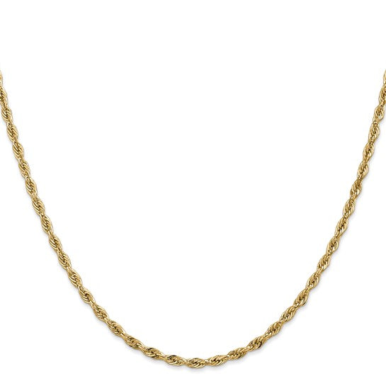 Cadena de Cuerda Semisólida de 14K, 28 pulgadas y 2.8 mm con Cierre de Langosta
