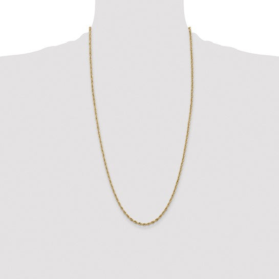 14K 28 inch 2.8mm Semi-Solid Rope Chain with Lobster Clasp