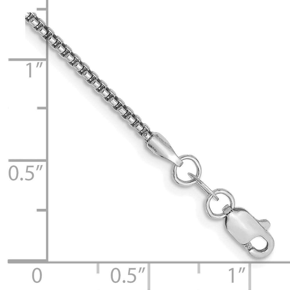 Pulsera de Oro Blanco de 14k, 7 pulgadas, Pulsera de Caja Redonda de 1.5mm con Cierre de Langosta