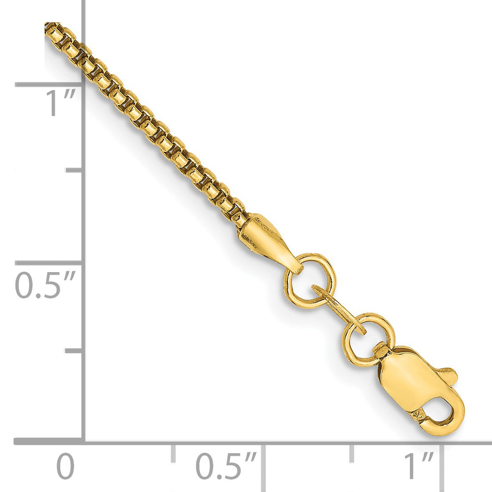 Pulsera de Oro Amarillo de 14k, 7 pulgadas, Pulsera de Caja Redonda de 1.5mm con Cierre de Langosta