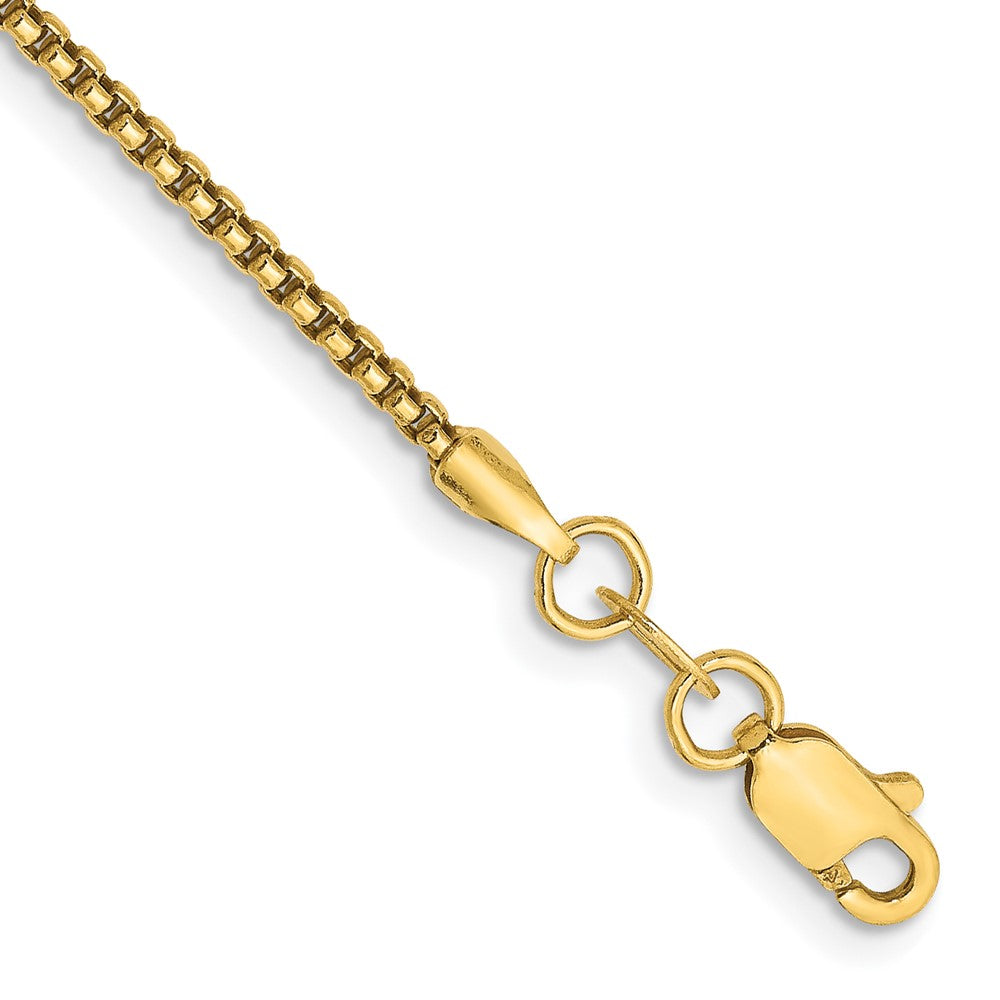 Pulsera de Oro Amarillo de 14k, 7 pulgadas, Pulsera de Caja Redonda de 1.5mm con Cierre de Langosta