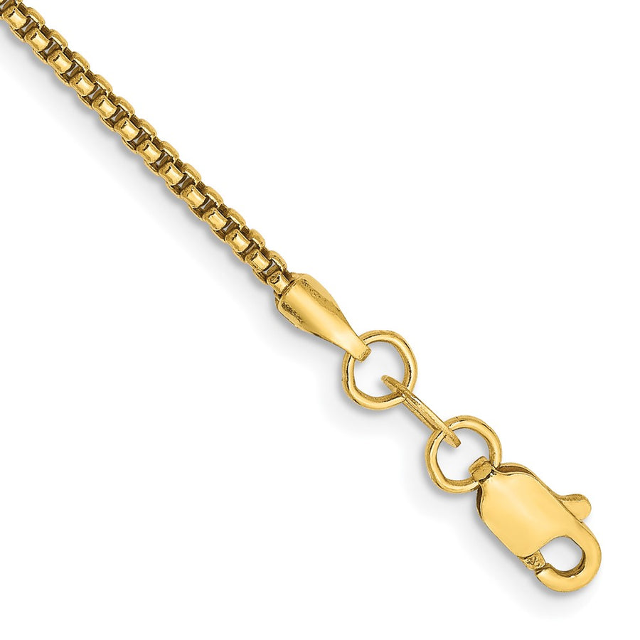 Pulsera de Oro Amarillo de 14k, 7 pulgadas, Pulsera de Caja Redonda de 1.5mm con Cierre de Langosta